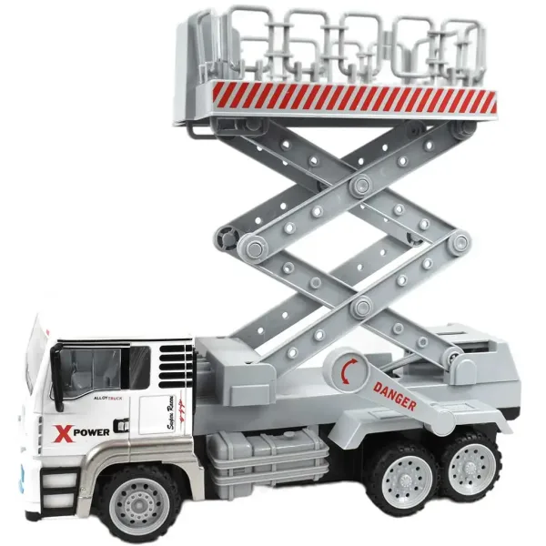 Camion con cestello elevatore in metallo con telecomando RC, effetti luminosi, 27MHz, scala 1/12, 32cm. immagine 3