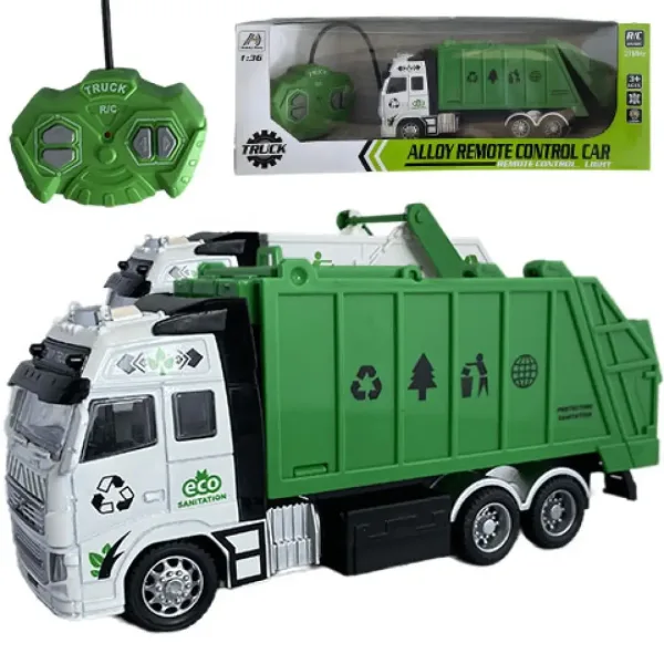 Camion con telecomando RC per rifiuti o container con luci 27MHz 1/36 20cm in due varianti immagine 5
