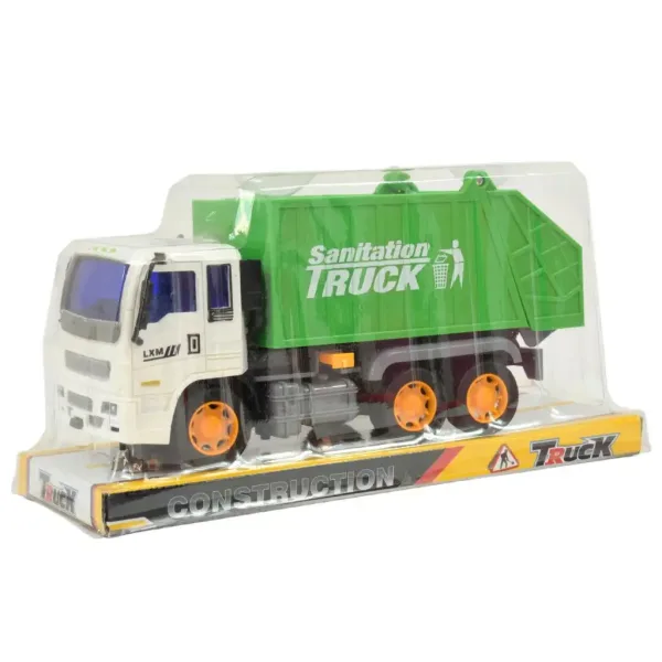 Camion da costruzione: Camion della spazzatura con meccanismo a volano 19 cm immagine 6