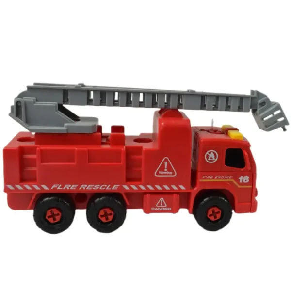 Camion dei pompieri: Autopompa smontabile con gru, attrezzi e suoni 20cm immagine 4