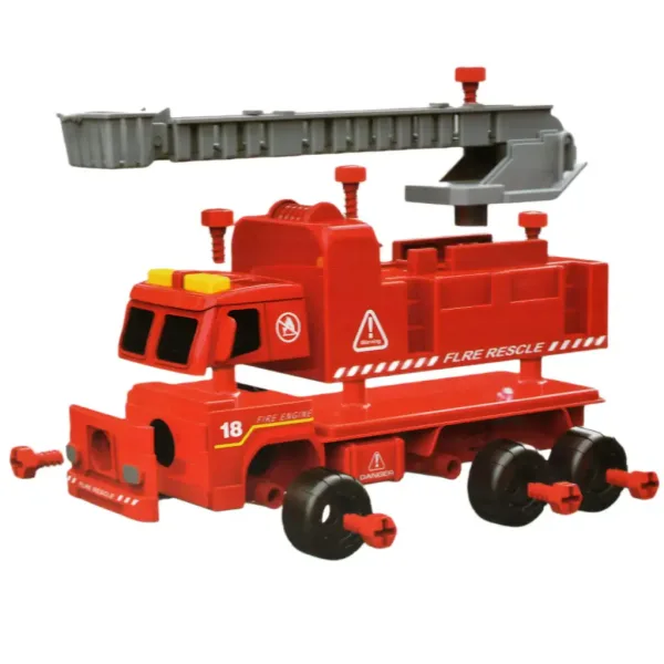 Camion dei pompieri: Autopompa smontabile con gru, attrezzi e suoni 20cm immagine 7
