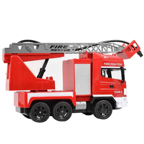 Camion dei pompieri con piattaforma aerea telecomandata RC con idrante, scala 1/24, 27 MHz, 30 cm immagine 3