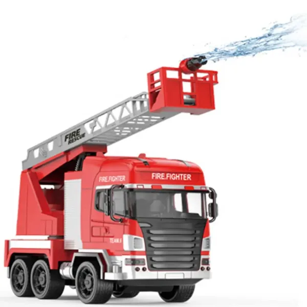 Camion dei pompieri con piattaforma aerea telecomandata RC con idrante, scala 1/24, 27 MHz, 30 cm immagine 6