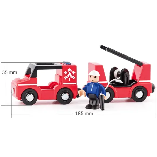 Camion dei pompieri magnetico con rimorchio - Woodyland immagine 2
