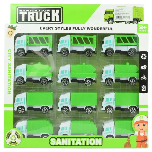 Camion della nettezza urbana: set di 12 camion per la raccolta dei rifiuti 1/64 immagine 5