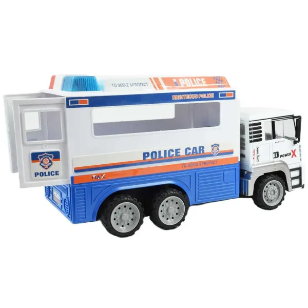 Camion della polizia con cabina in metallo telecomandato RC con effetti luminosi 27MHz scala 1/12 32cm immagine 2