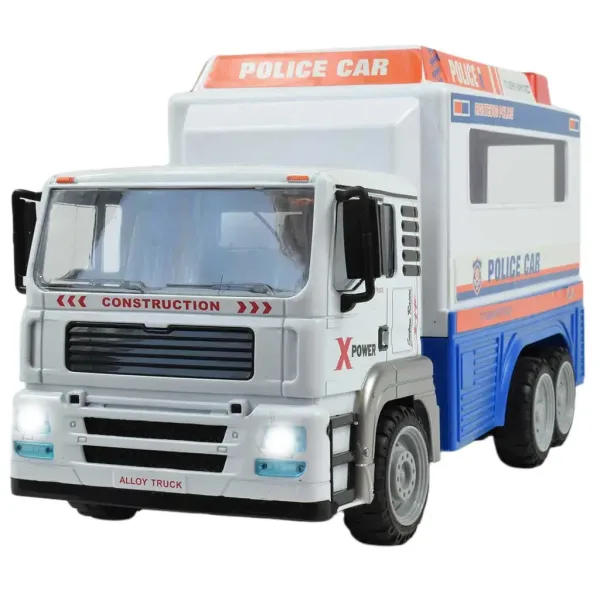 Camion della polizia con cabina in metallo telecomandato RC con effetti luminosi 27MHz scala 1/12 32cm immagine 3