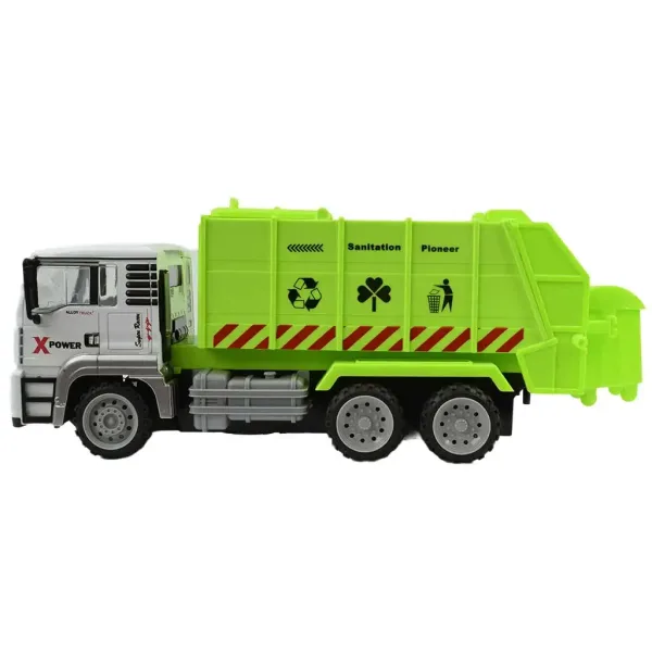 Camion della spazzatura con cabina in metallo telecomandato RC con effetti luminosi, scala 1/12, 27MHz, 36cm. immagine 4