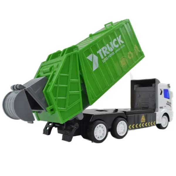Camion della spazzatura telecomandato RC con luci, scala 1/48, 27MHz, 20cm immagine 3