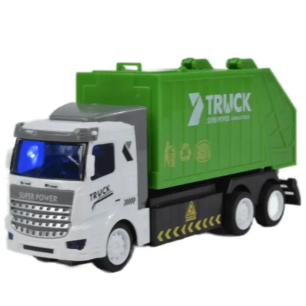 Camion della spazzatura telecomandato RC con luci, scala 1/48, 27MHz, 20cm immagine 5
