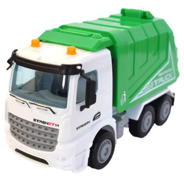 Camion della spazzatura verde 17 cm immagine 2