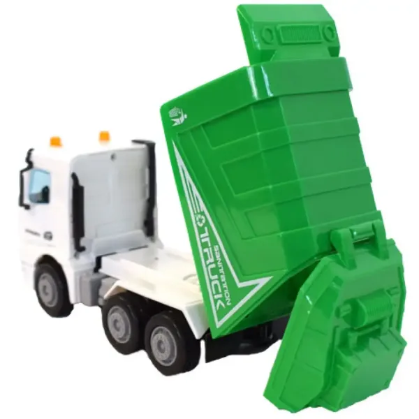 Camion della spazzatura verde 17 cm immagine 3