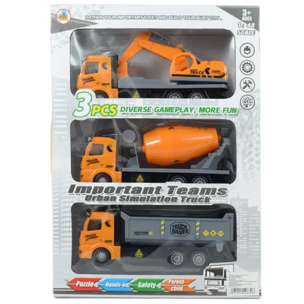 Camionista: Set di 3 camion da costruzione a ruota libera 19 cm immagine 5