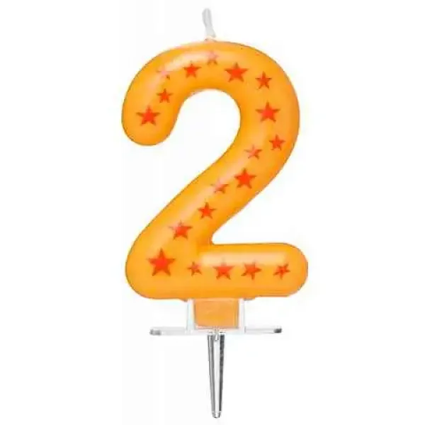 Candela a forma di numero 2 con stelle immagine 2