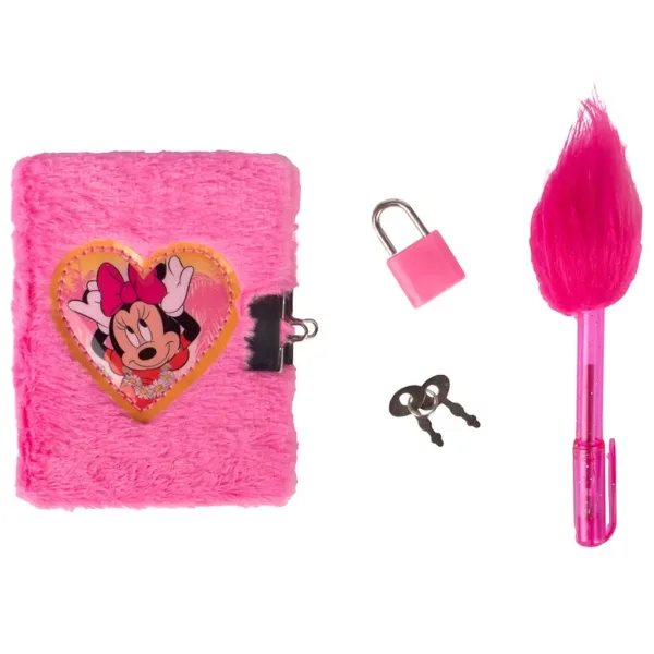 Canenco: Diario segreto peloso di Minnie Mouse con lucchetto e lampada UV immagine 2