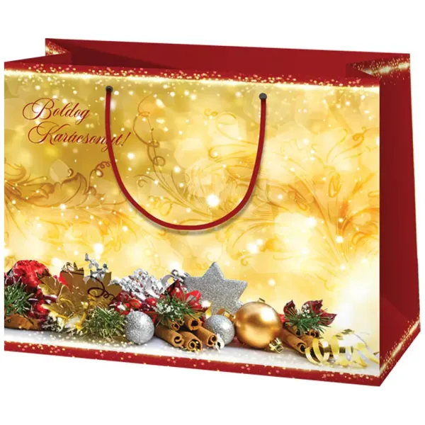 Cardex: "Buon Natale!" borsa regalo grande color oro 26x13x33cm immagine 1