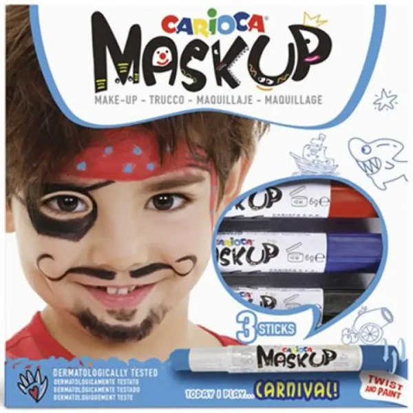 Carioca Maskup: Set di trucchi per il viso da pirata con 3 colori immagine 1