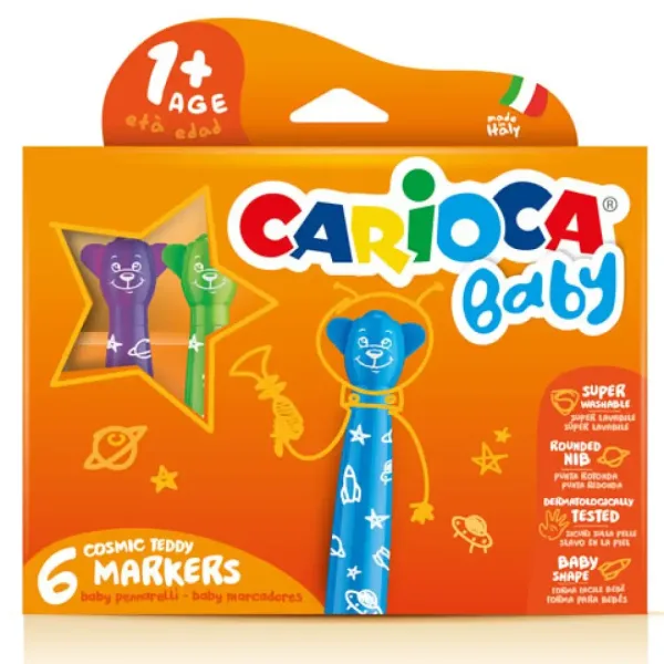 Carioca: Set di 6 pennarelli per bambini con orsetti colorati, lavabili immagine 1