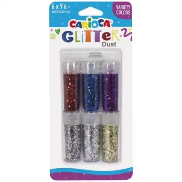 Carioca: Set di 6 polveri glitter in barattolo - Variazioni di colore immagine 1