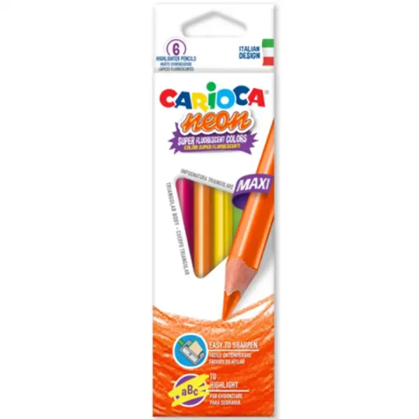 Carioca: Set di matite colorate Neon Maxi 6 pezzi immagine 1