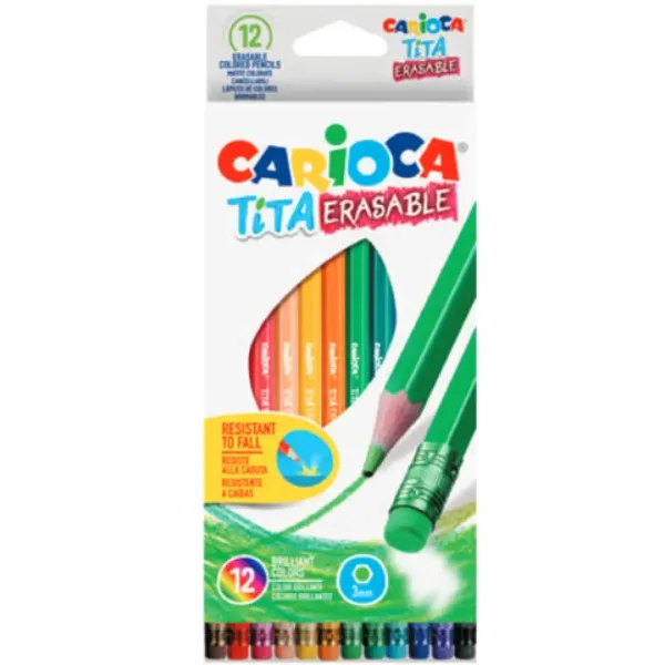 Carioca: Set di matite colorate infrangibili Tita con gomma, 12 pezzi immagine 1