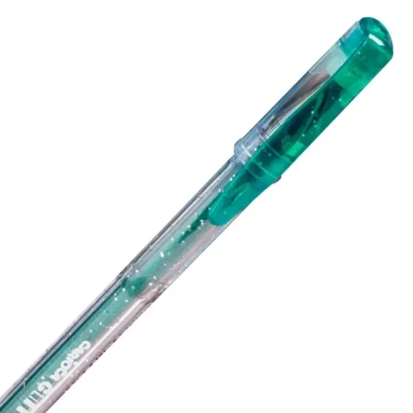 Carioca: penna gel glitterata di colore verde glitter immagine 1