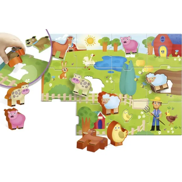 Carotina baby: Puzzle della fattoria e gioco di incastri - Lisciani immagine 2