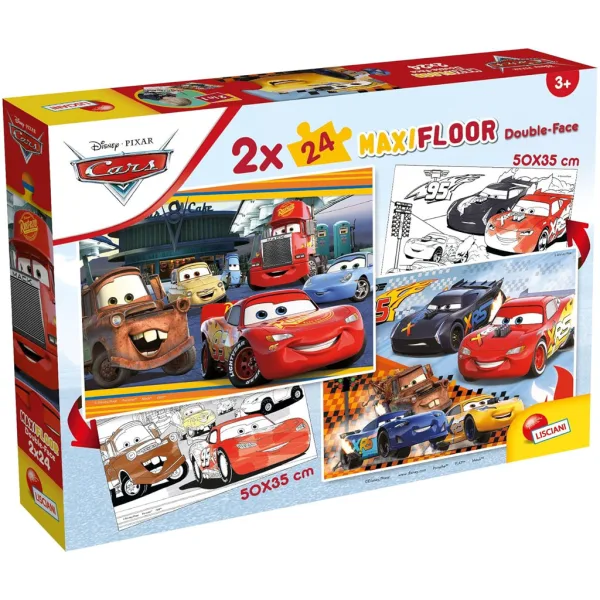 Cars 2 in 1 maxi puzzle da 2x24 pezzi e album da colorare - Lisciani immagine 1