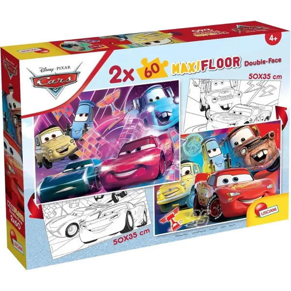 Cars 2 in 1 maxi puzzle da 2x60 pezzi e album da colorare 50x35cm - Lisciani immagine 1