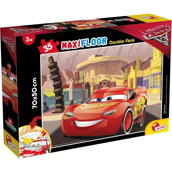 Cars 2 in 1 maxi puzzle da 35 pezzi e libro da colorare 70x50cm - Lisciani immagine 1