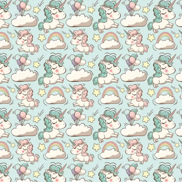 Carta da regalo con unicorni in colori pastello 100x70 cm immagine 1
