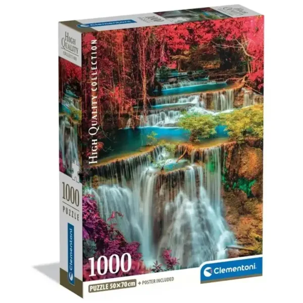 Cascata colorata tailandese puzzle da 1000 pezzi con poster HQC - Clementoni immagine 1