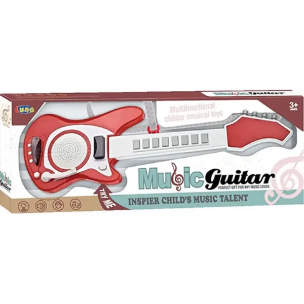 Chitarra elettrica giocattolo di colore rosso da 66 cm immagine 1