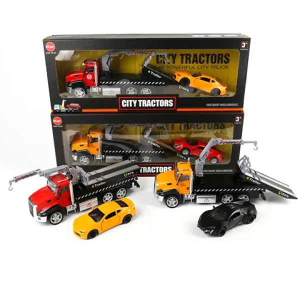 City Tractors trasportatore di auto in metallo con auto sportiva in due varianti immagine 1