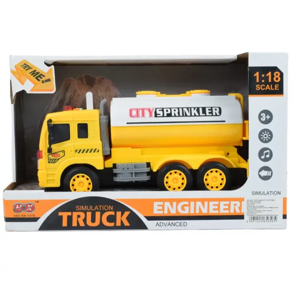City Truck: Camion cisterna giallo con luci e suoni 1/18 immagine 5