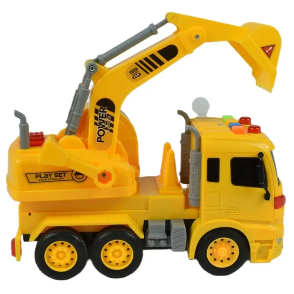 City Truck: Camion con escavatore con luci e suoni 20cm immagine 3