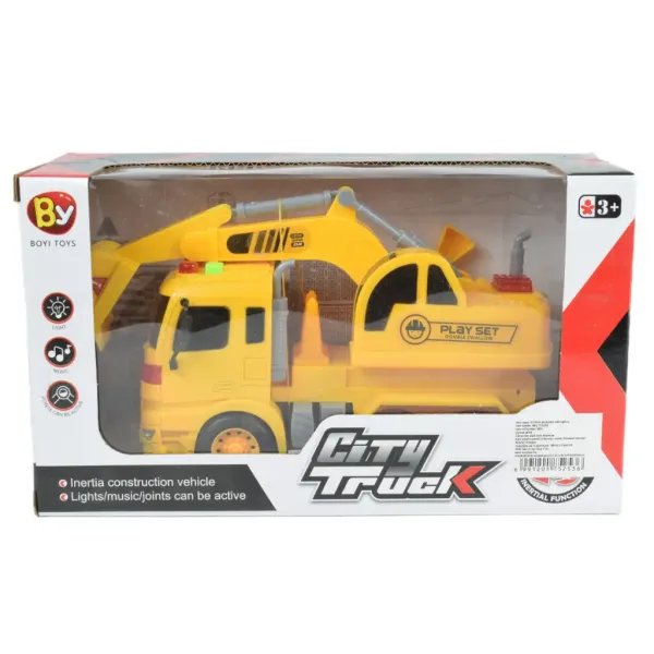 City Truck: Camion con escavatore con luci e suoni 20cm immagine 6