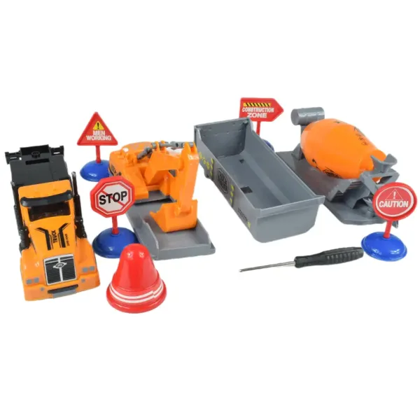 City Truck: Camion da costruzione trasformabile a volano con segnali stradali 19cm immagine 8