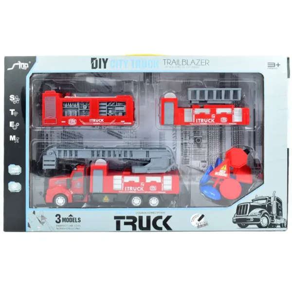 City Truck: Camion dei pompieri a volano trasformabile con segnali stradali 19cm immagine 9