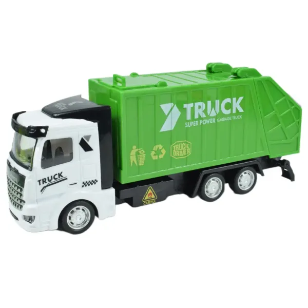 City Truck: Camion della spazzatura a volano trasformabile con segnali stradali 19cm immagine 7