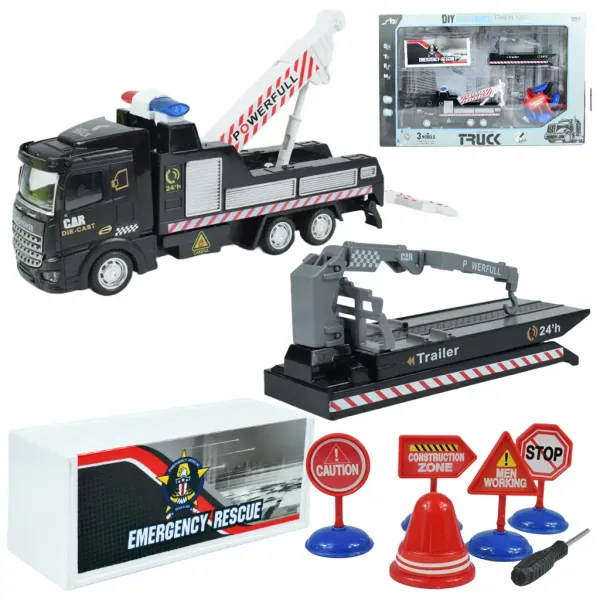City Truck: Camion di soccorso trasformabile a volano con segnali stradali 19cm immagine 1