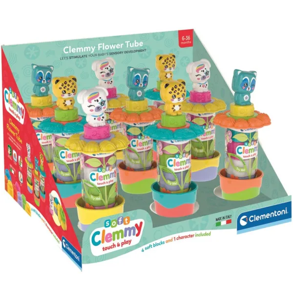 Clemmy: Morbidi mattoncini colorati con personaggio in contenitore floreale 1 pezzo - Clementoni immagine 1