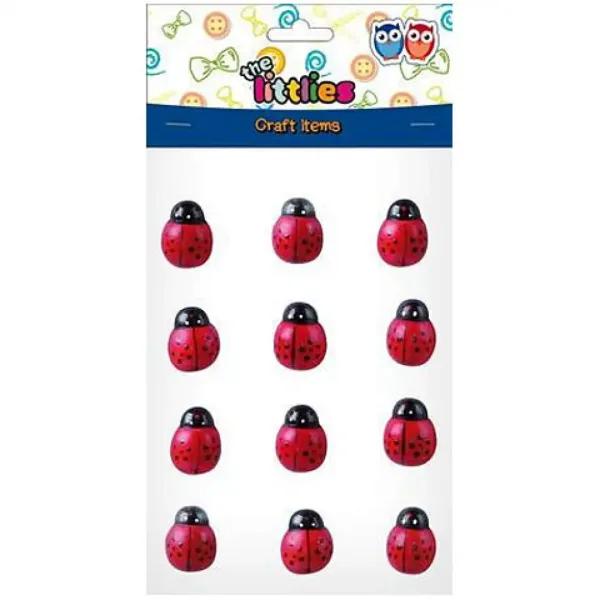 Coccinella decorativa in legno 18mm 12 pezzi immagine 1
