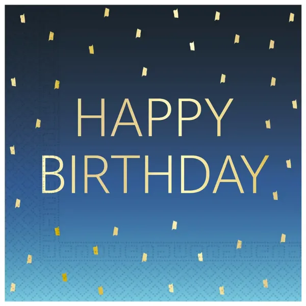 Confezione da 20 tovaglioli di carta a 2 strati con scritta "Happy Birthday" di colore blu immagine 1