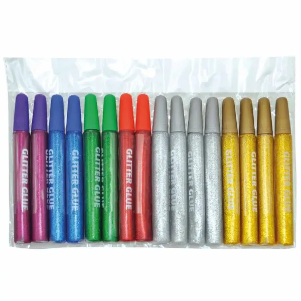 Confezione di colla glitterata in diversi colori 16x13ml immagine 1