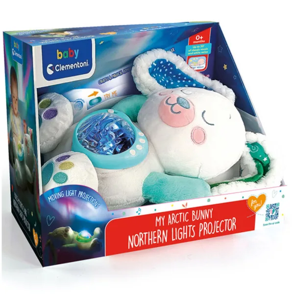 Coniglietto di peluche proiettore di aurore boreali - Clementoni baby immagine 1