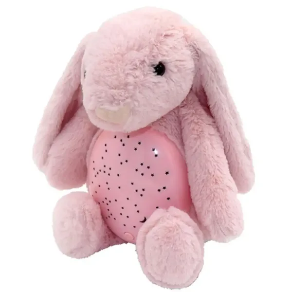 Coniglio di peluche rosa con proiettore 25x27x19cm immagine 2
