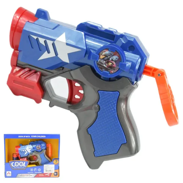 Cool Soft Bullet Gun: Piccola pistola spara proiettili in schiuma con munizioni di colore blu, 14 cm immagine 1
