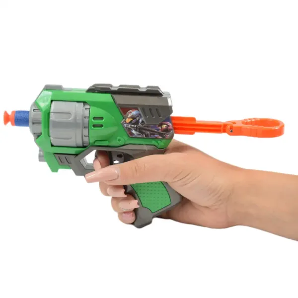 Cool Soft Bullet Gun: Piccola pistola spara proiettili in schiuma con munizioni di colore verde, 14 cm immagine 4