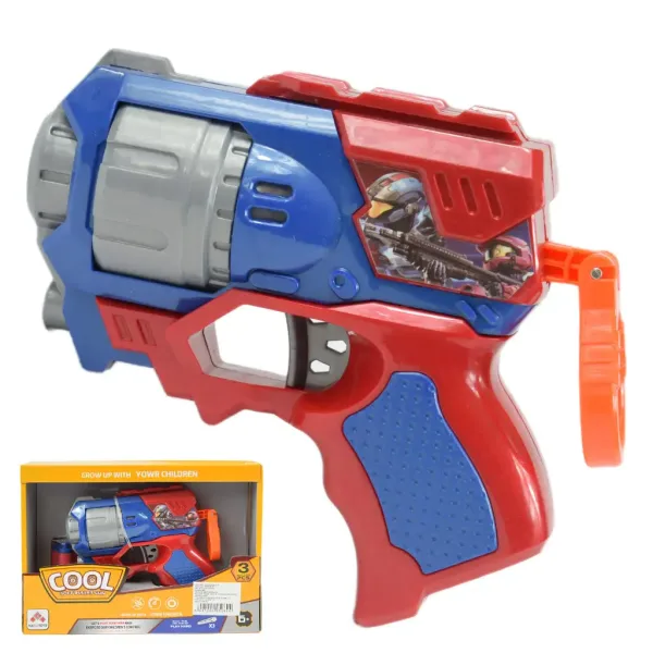 Cool Soft Bullet Gun: Piccola pistola spara proiettili in schiuma con munizioni in colore blu-rosso 14cm immagine 1